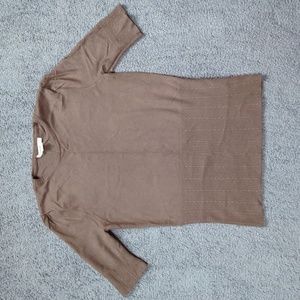 Elbow Sleeve & Gathered Shoulder Mocha Sweater